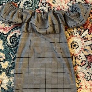 Puff Sleeve Plaid Mini Dress